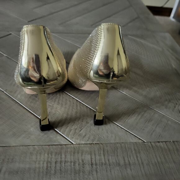 Steve Madden Pumps Womens 8 Altisha Gold Tone Heel Bling Sparkle - Picture 6 of 10